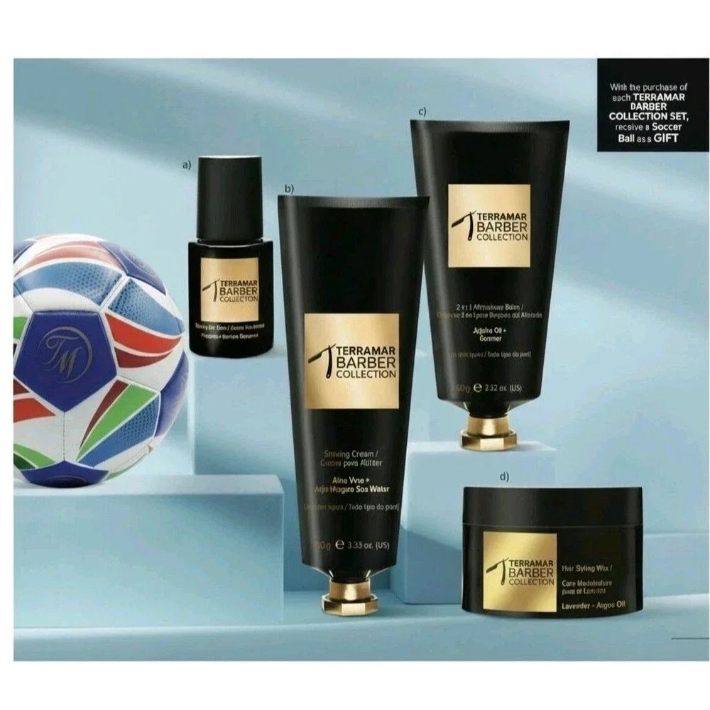 Terramar Barber Collection Shaving Kit - Priming Oil, Cream, Balm, Styling Wax